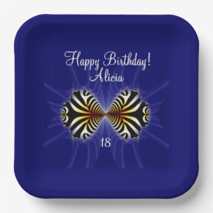 Zebra Fish Kiss Birthday Name Age Paper Plates