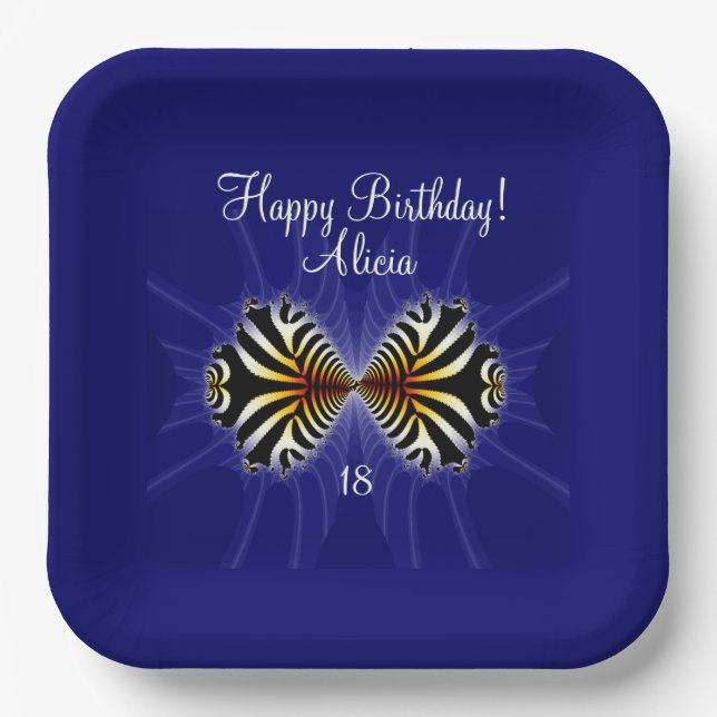 Zebra Fish Kiss Birthday Name Age Paper Plates (Front)