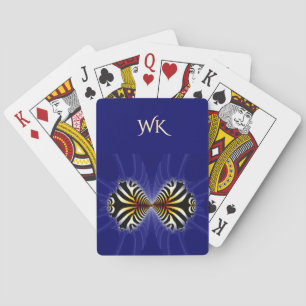 Zebra Fish Kiss Monogrammed Poker Cards