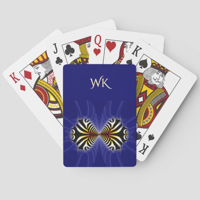 Zebra Fish Kiss Monogrammed Poker Cards (Back)