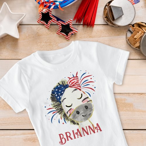 Zebra Flag Hair Tie and Fireworks Personalized  T_Shirt