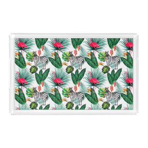 Zebra & Flamingo Acrylic Tray