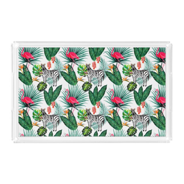 Zebra & Flamingo  Acrylic Tray (Front)