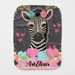 Zebra Floral Heart Print Baby Burp Cloth