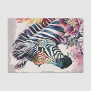 Zebra Floral Watercolor Art Tissue Paper
