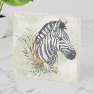 Zebra Floral Wood Box Sign