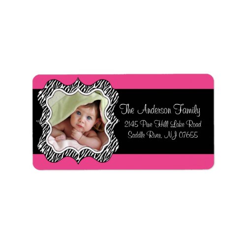 Zebra Frame Hot Pink PHOTO Return Address Label