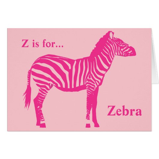 Zebra - Fuchsia and light pink Cards (Front Horizontal)