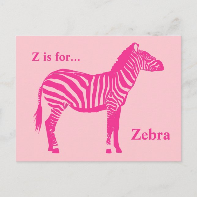 Zebra - Fuchsia and light pink Postcard (Front)