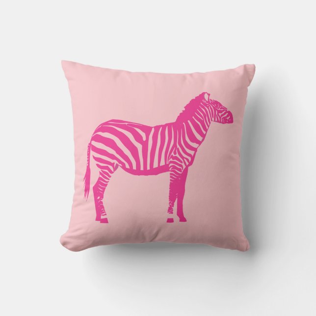 Zebra - Fuchsia and light pink Throw Pillow (Front)