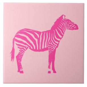 Zebra - Fuchsia and light pink Tile