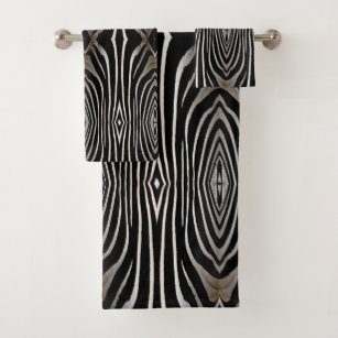 Inyahome Zebra Design Set of 1/2/4 Bamboo Bathroom Bath Towels