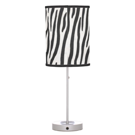 Zebra Fur Black & White Stripes Realistic Animal Table Lamp (Back)