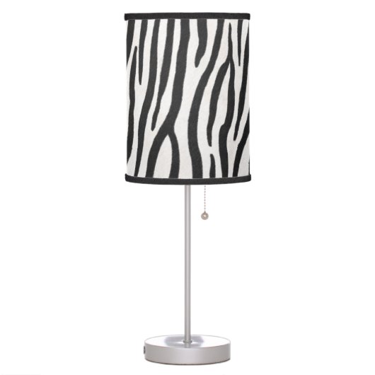 Zebra Fur Black & White Stripes Realistic Animal Table Lamp (Left)