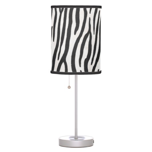 Zebra Fur Black & White Stripes Realistic Animal Table Lamp (Right)