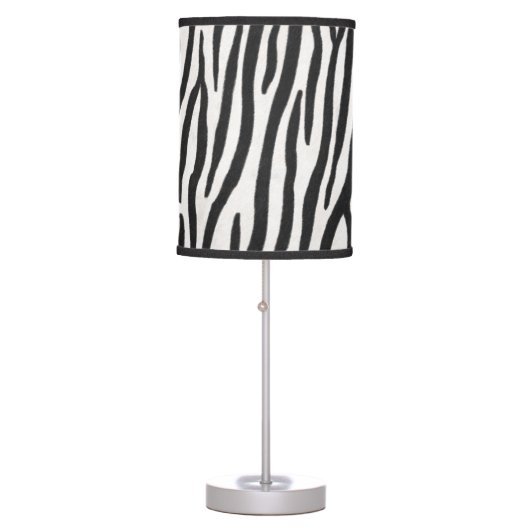 Zebra Fur Black & White Stripes Realistic Animal Table Lamp (Front)