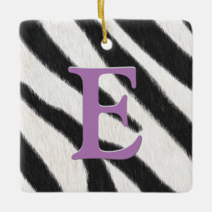 Zebra Fur Personalized Monogram & Message Kids Ceramic Ornament