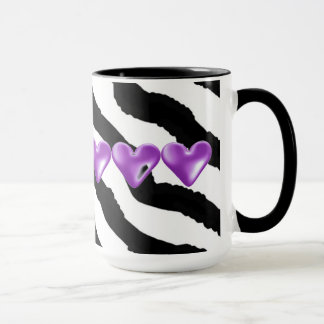 Zebra Fur Print With Hearts Mug