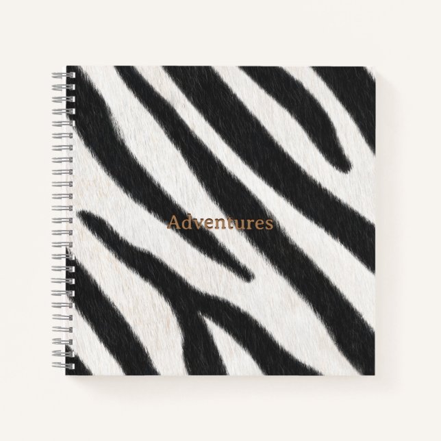 Zebra Fur Realistic Animal Print Personalized Notebook (Front)