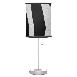 Zebra Fur Tall Lampshade Table Lamp