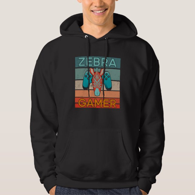 Zebra Gamer Africa Gaming Game Animal Zebra Hoodie (Front)