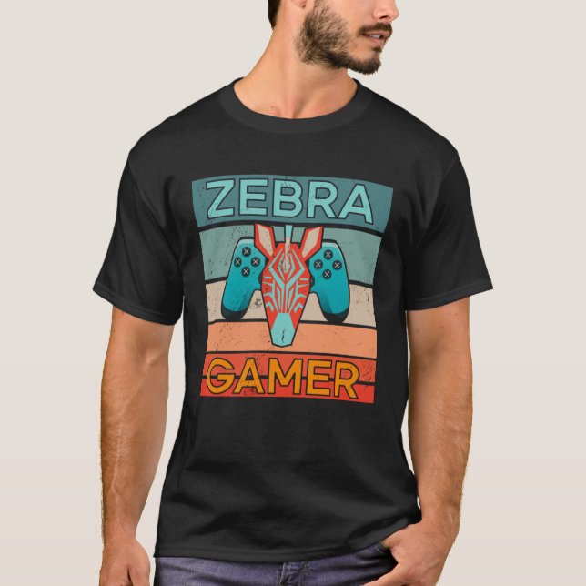 Zebra Gamer Africa Gaming Game Animal Zebra T-Shirt (Front)