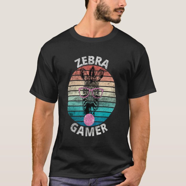 Zebra Gamer Graphic Design For Gamer Kids Men & Wo T-Shirt (Front)