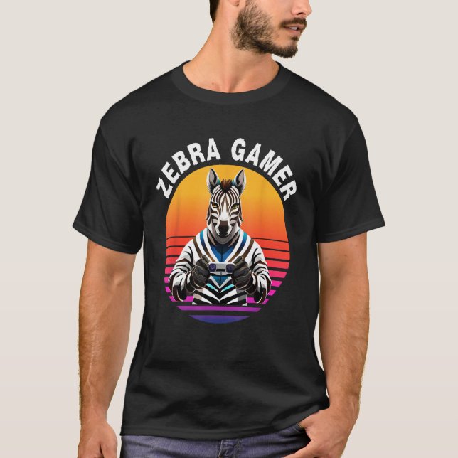 Zebra Gamer Graphic Design For Gamer Kids T-Shirt (Front)