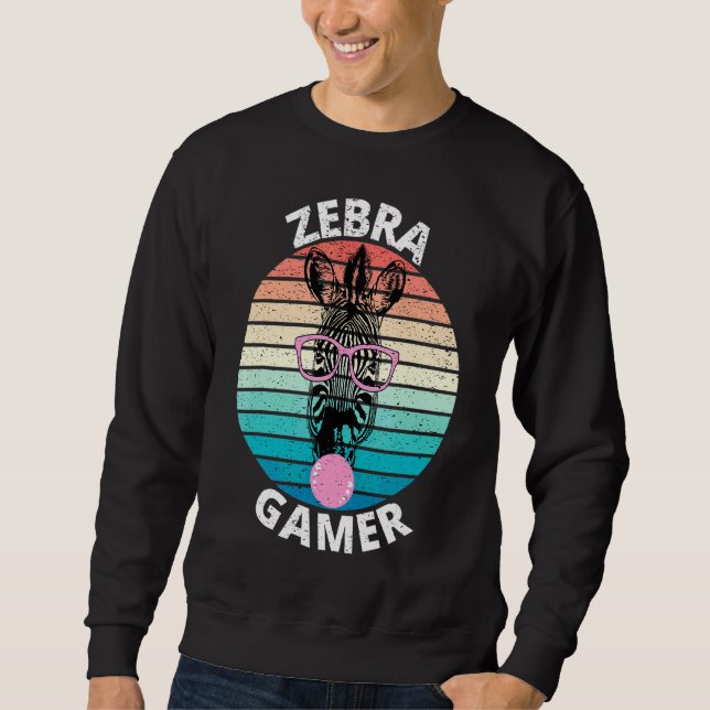 Zebra Gamer Graphic For Gamer Kids Sweatshirt (Front)