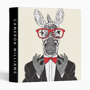Zebra Gentleman   Add Your Name 3 Ring Binder
