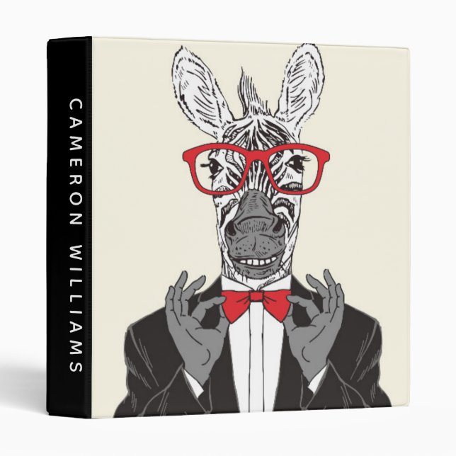 Zebra Gentleman | Add Your Name 3 Ring Binder (Front/Spine)