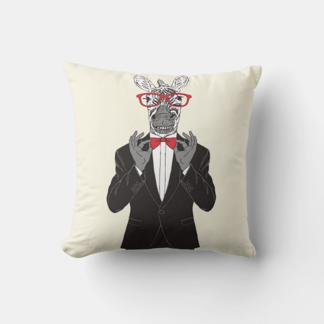 Zebra Gentleman Throw Pillow (Front)