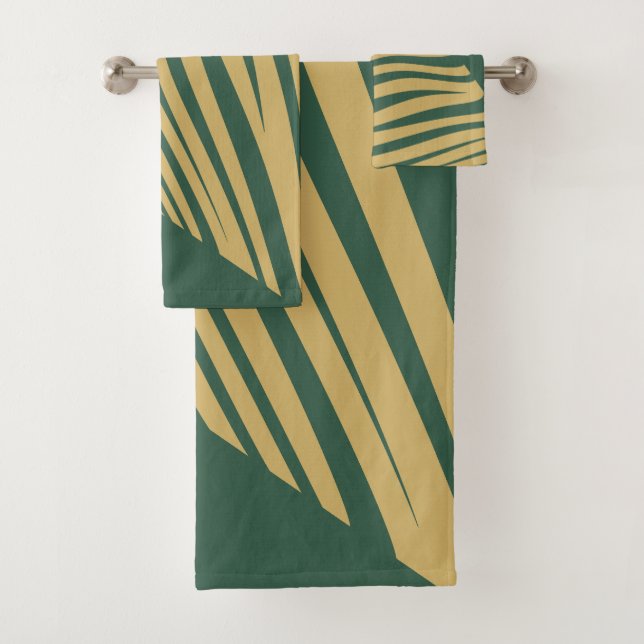 Zebra geometrical cyan & beige  bath towel set (Insitu)