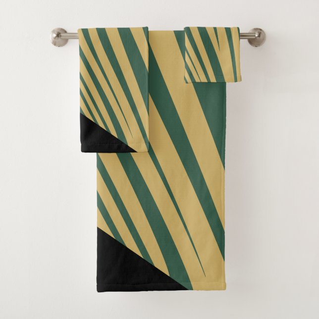 Zebra geometrical cyan,black & beige  bath towel set (Insitu)