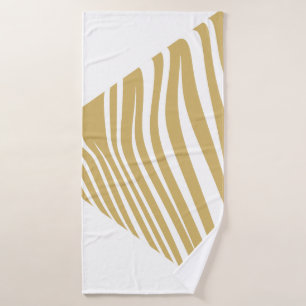 Zebra geometrical white & beige bath towel set