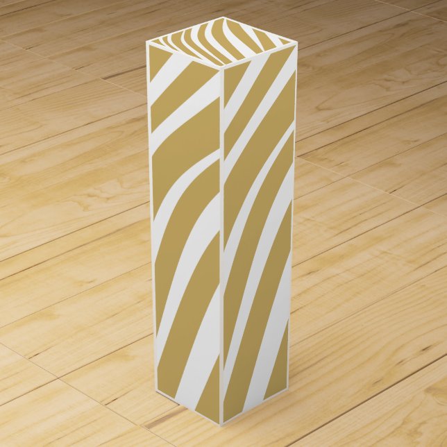 Zebra geometrical white & beige wine box (Front)