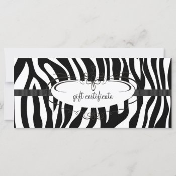 Zebra Gift Certificate : Rack Card by luckygirl12776 at Zazzle