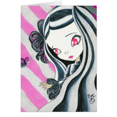 Zebra Girl And Pink Stripes Cards