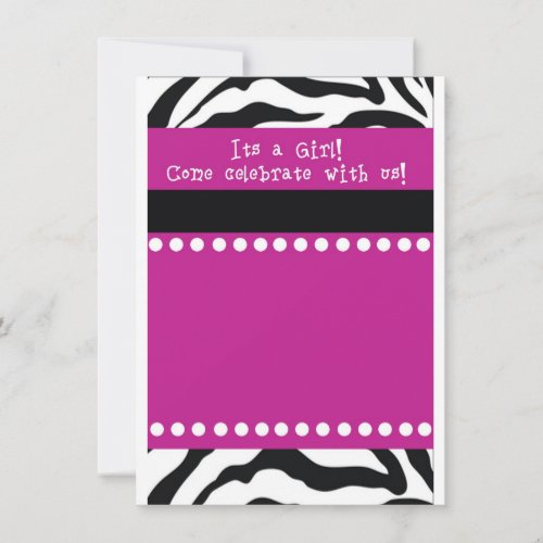 Zebra Girl Baby shower Invitation