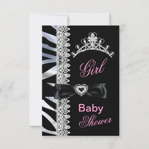 Zebra Girl Baby Shower Princess Tiara Personalized Announcement