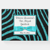 Zebra Glitter Bat Mitzvah Guestbook (Front)