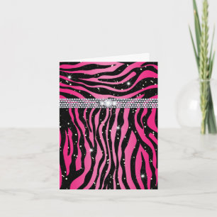Zebra Glitter Thank You Card Pink