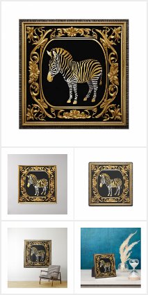  Zebra gold and black ornamental frame