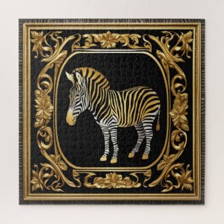 Zebra gold and black ornamental frame