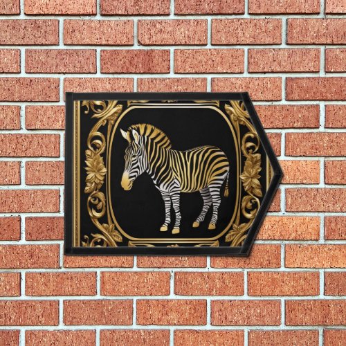 Zebra gold and black ornamental frame pennant
