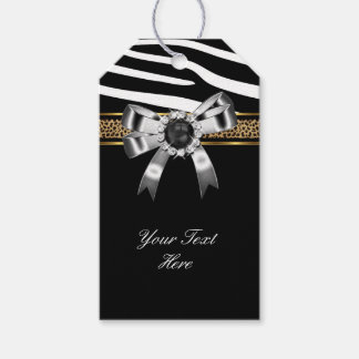 Zebra Gold Black White Leopard Pearl Gift Tags