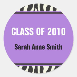Zebra Graduation Classic Round Sticker