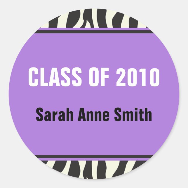 Zebra Graduation Classic Round Sticker (Front)