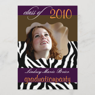Zebra Graduation Invitation Photo/plum