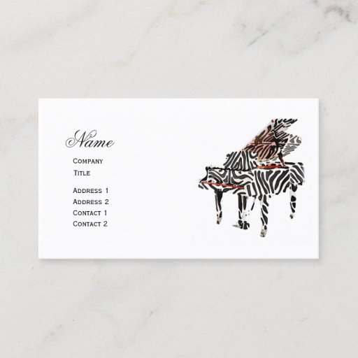 Customizable Zebra Grand Piano ~ Business Card